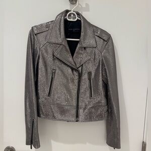 Nour Hammour Daphne Metallic Leather Moto Jacket